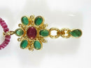 18K Gold Ruby Emerald Diamond Enhancer Pendant with Ruby Bead Necklace 15.5"
