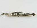 Art Deco 14K White Gold Filigree Diamond Bar Brooch – 2 1/4"