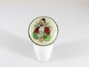 Japanese Satsuma Deity God of Fortune Hand Painted Button Ring Sterling