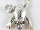Artisan Sterling Repousse Tree Frog Brooch Pendant Stamped Etched Garnet Burgundy