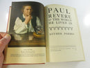 Frontispiece portrait of Paul Revere opposite the 1942 title page for Paul Revere and the World He Lived In by Esther Forbes.