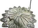 Old Sterling Silver Fancy Filigree Flower Brooch 1 1/2"