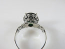 Fancy Vintage Sterling Ring & Earring Set Round Green Tourmaline Glass European
