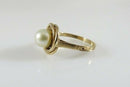 Antique 14K Gold & 6.8mm Solitaire Pearl Wedding Ring Women's Size 7