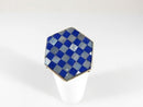 Artisan The Queen's Gambit Style Mother of Pearl Lapis Lazuli Inlaid Chess Ring