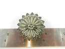 Old Sterling Silver Fancy Filigree Flower Brooch 1 1/2"
