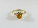 Vintage 14K Gold Fire Opal Solitaire Ring with Translucent Orange Cabochon Size 4.75