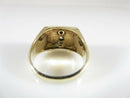 Masonic Ring 10K Gold Diamond Art Deco, Black, Blue Enamel, Old Mine Cut
