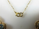 14K Gold Edwardian Blue Zircon Lariat Necklace, 4 Natural Stones