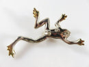 Huge Holloware Sterling Frog Brooch Repousse Silver Gold Accented Leaping Frog