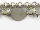 Vintage 8 1/4" Han 925 Rolo Link Chain Toggle Bracelet with Charms Heavy 37 Gram