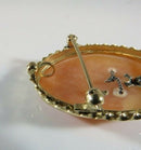 Vintage 14K Gold Shell Cameo Brooch Pendant with Diamond Accent