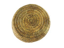 Top view into the basket showing its coiled interior and frayed rim areas.