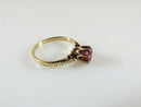 Victorian 14K Gold Ruby Engagement Ring Antique Prong Setting Engraved Date c.1887 Size 4.25