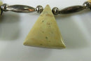 Beautiful Inlaid Stone Tab Choker Necklace With Sterling Silver Pearls & Melons