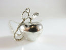 Unusual 3D Apple Pendant with 20" Box Chain Sterling Silver Necklace