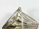 Vintage Diamond Shaped Sterling Silver Pierced Filigree Calla Lily Brooch