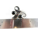 Fetching Modernist Swirling Silver & Onyx Brooch Pendant Taxco TC Conjoined Old