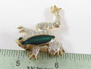 Vintage Sparkling Roman Tree Frog Brooch with Rhinestones and Enamel 1 3/4" Wide