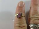 10K Yellow Gold Ring Size 5.75 with Lab Created Pink Sapphire and Cubic Zirconia Accents