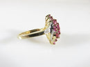 Vintage Samuel Aaron THL 10K Yellow White Gold Lab Created Pink Sapphire Marquise Cluster Cocktail Ring 6.75