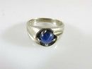 10K White Gold Unisex Round Cabochon Blue Star Sapphire Ring Size 6.75
