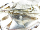 Vintage Taxco .999 Silver Hand-Worked Flower Brooch, Sculpted Petals & Leaves, 4" × 2¼", Unpolished (Repair)