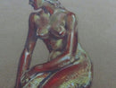 Art Nouveau Sketch of Woman by Dickie, Pastel Colored Artist Original on Paper