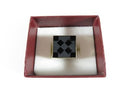 Artisan Sterling Ring Black Polished Acid Washed Checkered Glass Size 6.75