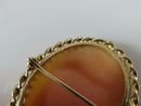 14K Gold Shell Cameo Right-Facing Portrait Brooch Pendant, 7.3 g, Mid-Century