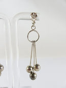 Artisan Modernist Ball & Rod Dangling Earring Set Hand Worked  Sterling Silver P