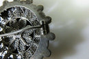 Antique Cabochon Orange Coral Gems Filigree Brooch Beautiful 800 Silver