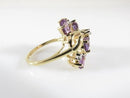 Amethyst & Diamond Cluster Cocktail Ring 14K Gold Signed FL 7 Oval Stones Size 6.75