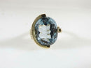 14K Gold Ring with Lab Created Blue Topaz Floating Solitaire Design Size 6.5