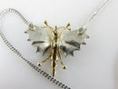 Victorian Butterfly Necklace – 14K Gold, Sterling, Enamel, Rose & Table Cut Diamonds, c.1860 - Conversion