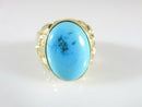 Retro 14K Turquoise Solitaire Nugget Pinky Ring Size 7 3/4 Hallmarked 14K GSI