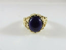Unisex Heavy 14K Nugget Solitaire Pinky Ring Purple Polished Stone Size 9.75