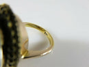 Antique 18K Top 9K Shank Pietra Dura Floral Oval Ring, Brooch Conversion, Large Sz 7.5