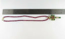 18K Gold Ruby Emerald Diamond Enhancer Pendant with Ruby Bead Necklace 15.5"