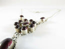 Round & Oval Natural Garnets Necklace Beautiful Artisan Edwardian Inspired 18"