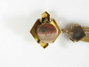Victorian 10K Yellow Gold Pendant Slide with Seed Pearls & Black Enamel Dangle Design
