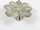 Unusual Lovely 800 Silver Filigree Flower Brooch with Butterfly in the Center