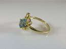 14K Yellow Gold Ring Sz 6.75 Blue Topaz (Origin Unknown) with Diamond Accent