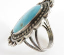 Old Pawn Pilot Mountain Turquoise Sterling Silver Ring Size 6.75