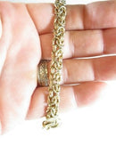 Byzantine Chainmail Gold Washed Sterling Silver 7 3/4" Long Chunky Bracelet