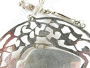 Egyptian Revival Silver Nefertiti Plaque Pendant Necklace with Sarcophagus Link Chain, Large 3.5" Restoration