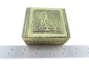 Asian Style Foil Wrapped Wood Trinket Box Hindu Design 3" x 2 1/2" x 1 1/2"