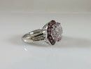 14K White Gold ATR Rose Quartz Ring w/ Tourmalines & Diamonds Size 7