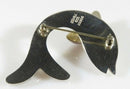 Beautiful Taxco 950 Silver Flying Fish Black Inlay and Purple Stone TR-115