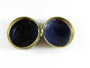 Cloisonne Brass & Enamel Floral Trinket Snuff Box Black White Pink Green Hinged
